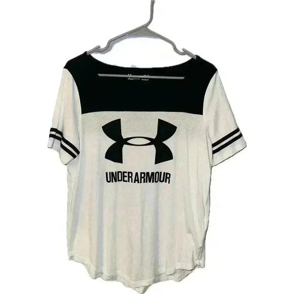 Under Armour Womens Black/White Sportstyle Baseball Tee, Med - Picture 3 of 7